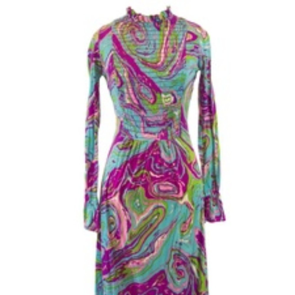 Vintage Blue and Purple Patterned Dress